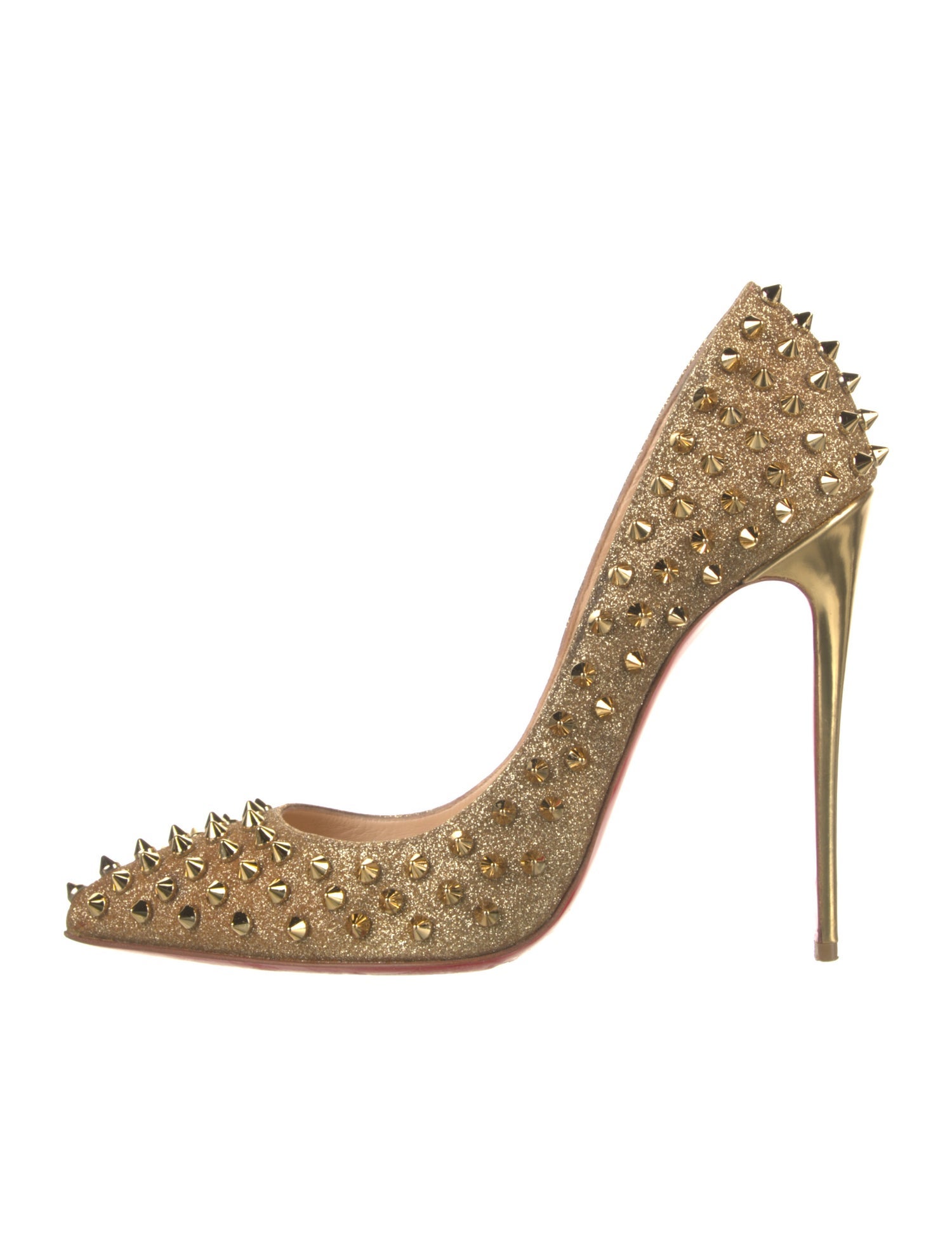 Christian Louboutin Studded Accents Pumps Gold Pumps, Shoes