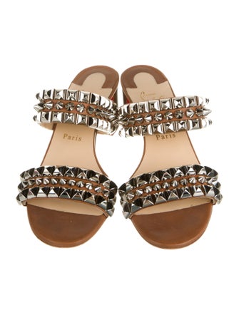 Christian Louboutin Leather Studded Accents Slides
