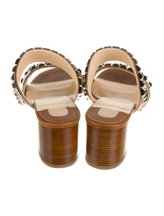 Christian Louboutin Leather Studded Accents Slides