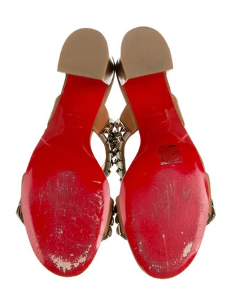 Christian Louboutin Leather Studded Accents Slides