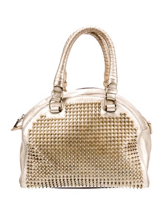 Christian Louboutin Leather Metallic Studded Panettone Handle Bag
