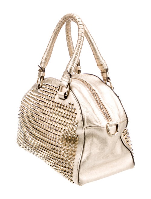 Christian Louboutin Leather Metallic Studded Panettone Handle Bag