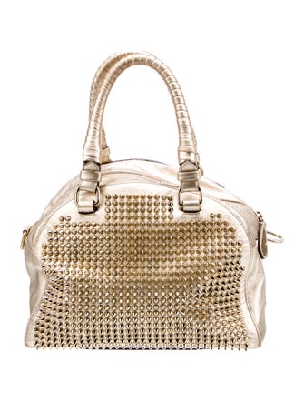 Christian Louboutin Leather Metallic Studded Panettone Handle Bag