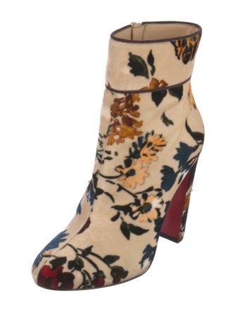 Christian Louboutin Velvet Floral Print Boots