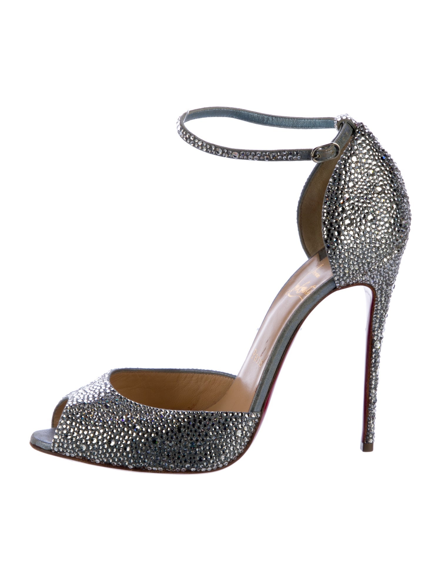 Christian Louboutin Suede Crystal Embellishments D'Orsay Pumps