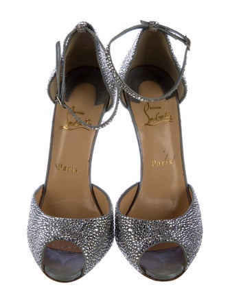 Christian Louboutin Suede Crystal Embellishments D'Orsay Pumps
