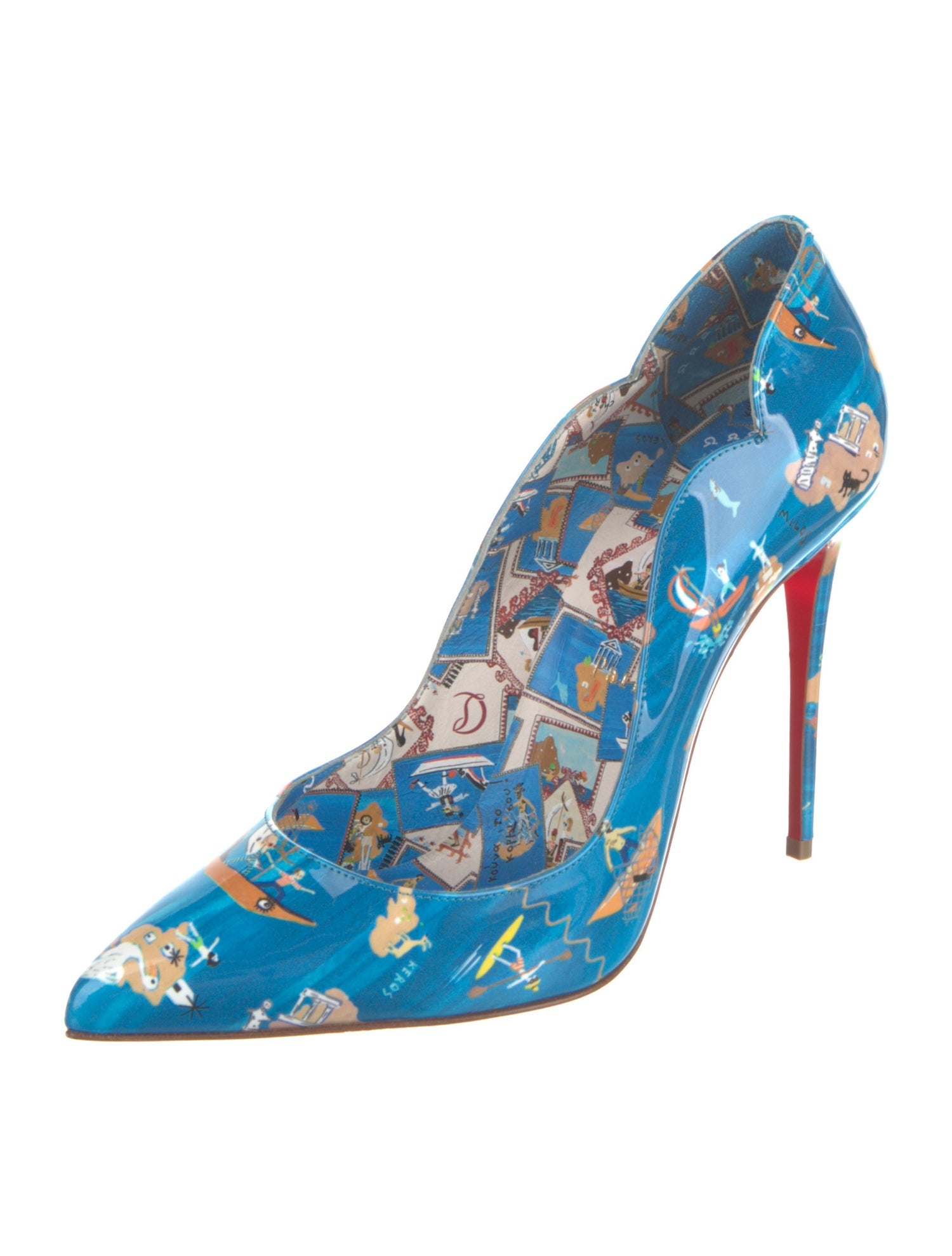 Christian Louboutin Patent Leather Printed Pumps