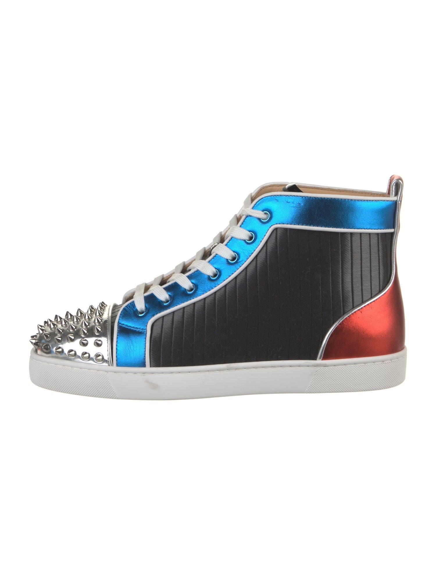 Christian Louboutin Rockstud Spike Colorblock Pattern Sneakers