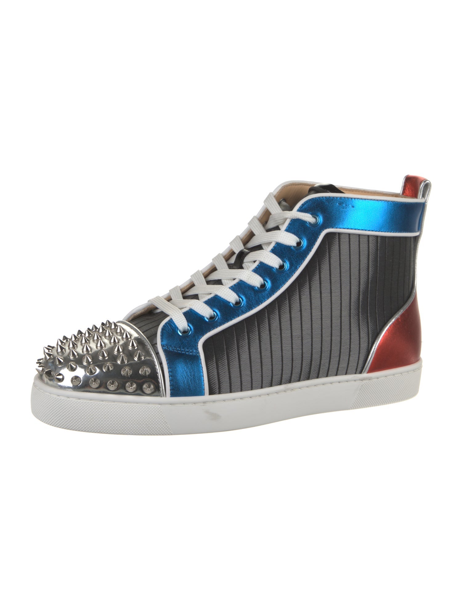 Christian Louboutin Rockstud Spike Colorblock Pattern Sneakers
