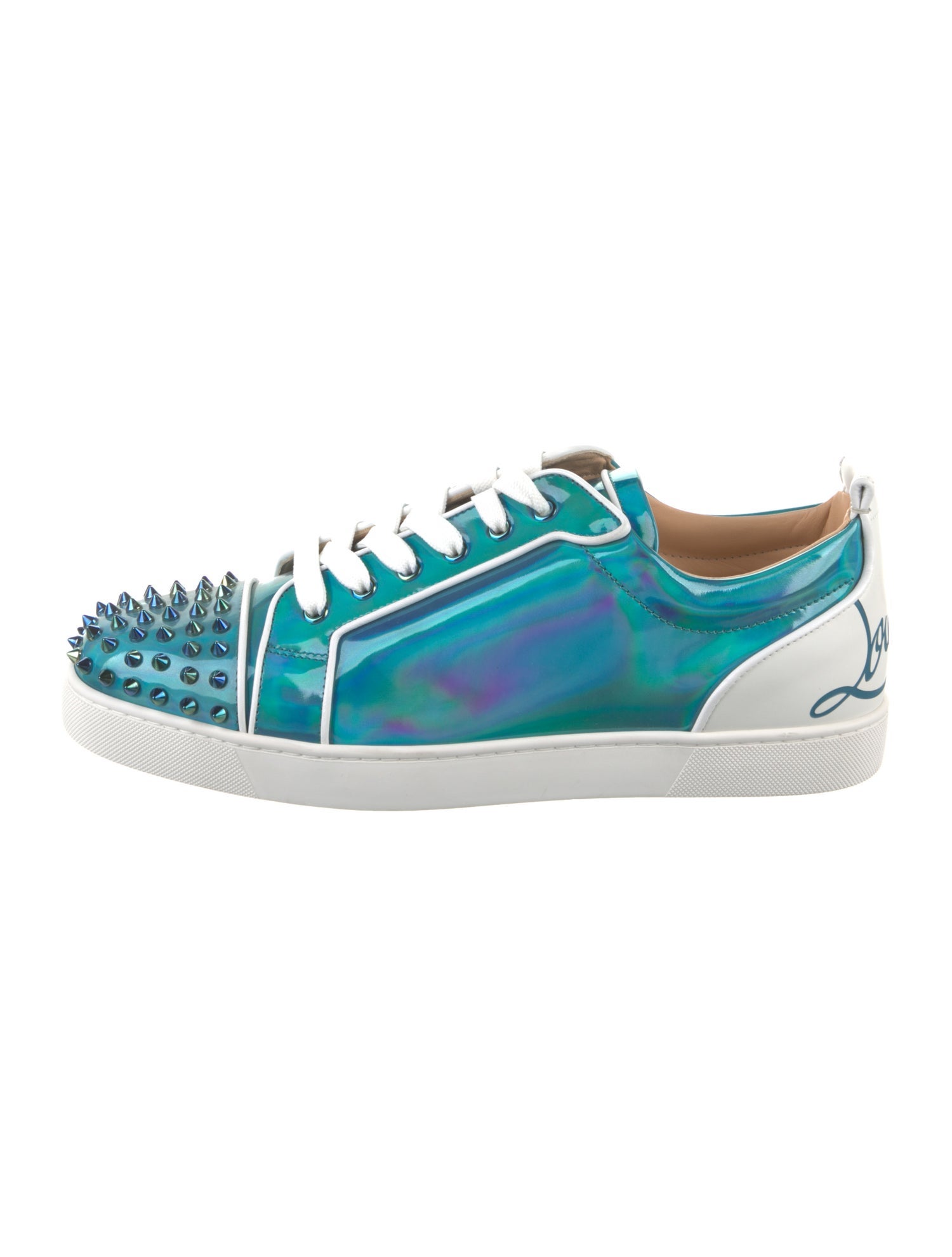 Christian Louboutin Patent Leather Colorblock Pattern Sneakers