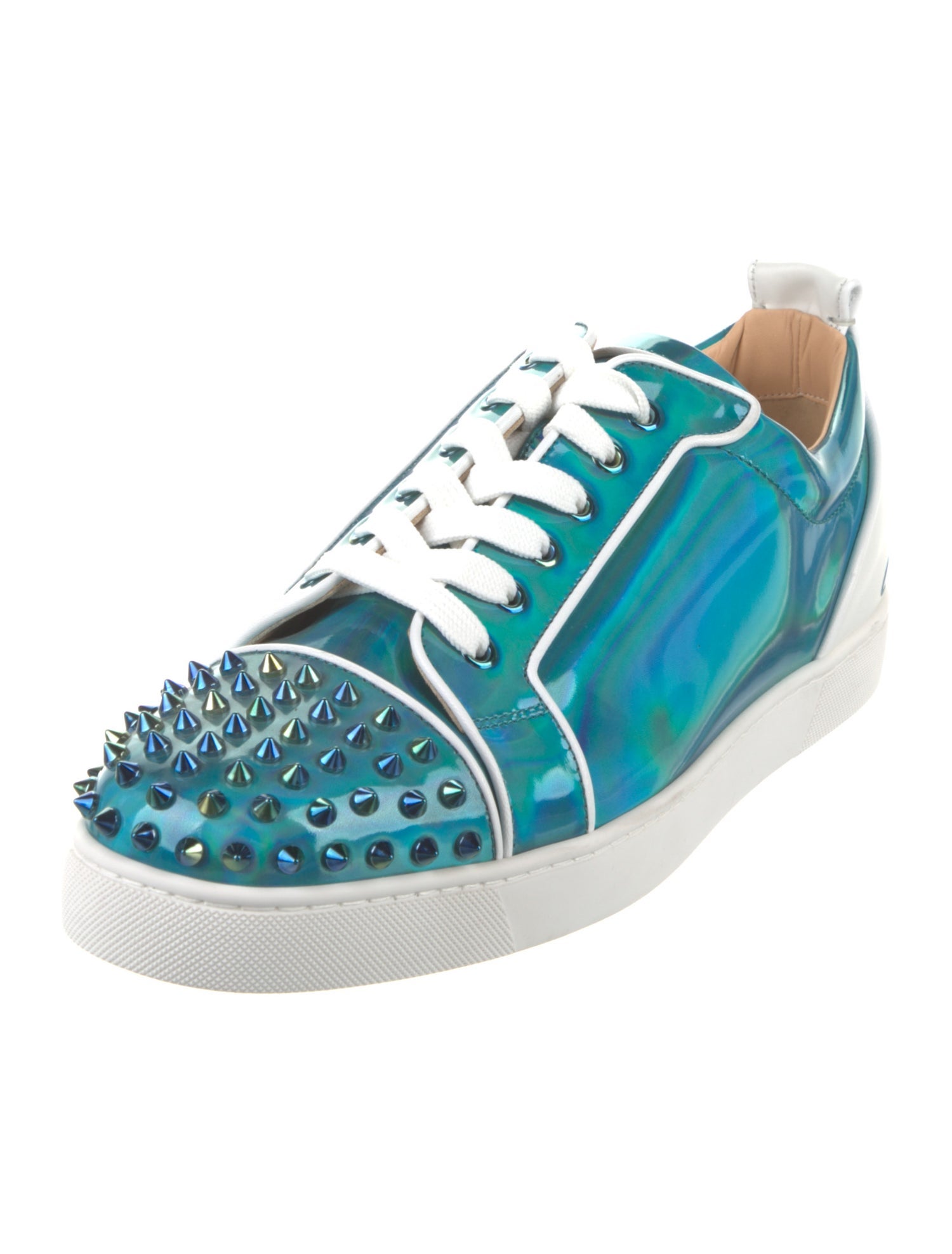 Christian Louboutin Patent Leather Colorblock Pattern Sneakers