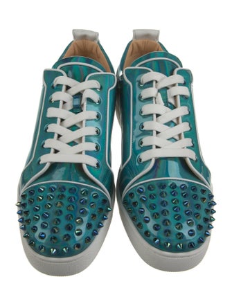 Christian Louboutin Patent Leather Colorblock Pattern Chunky Sneakers