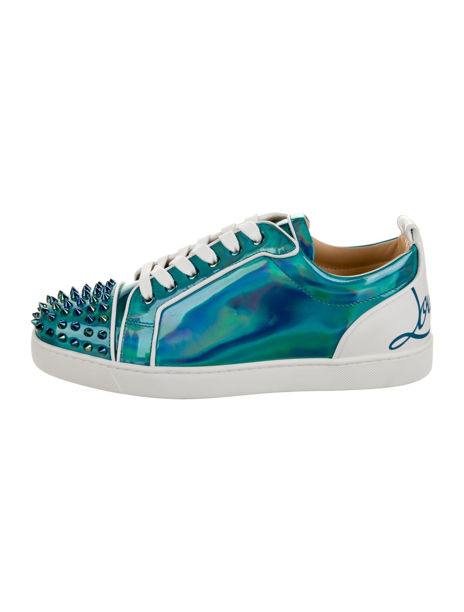 Christian Louboutin Spike Accents Patent Leather Sneakers