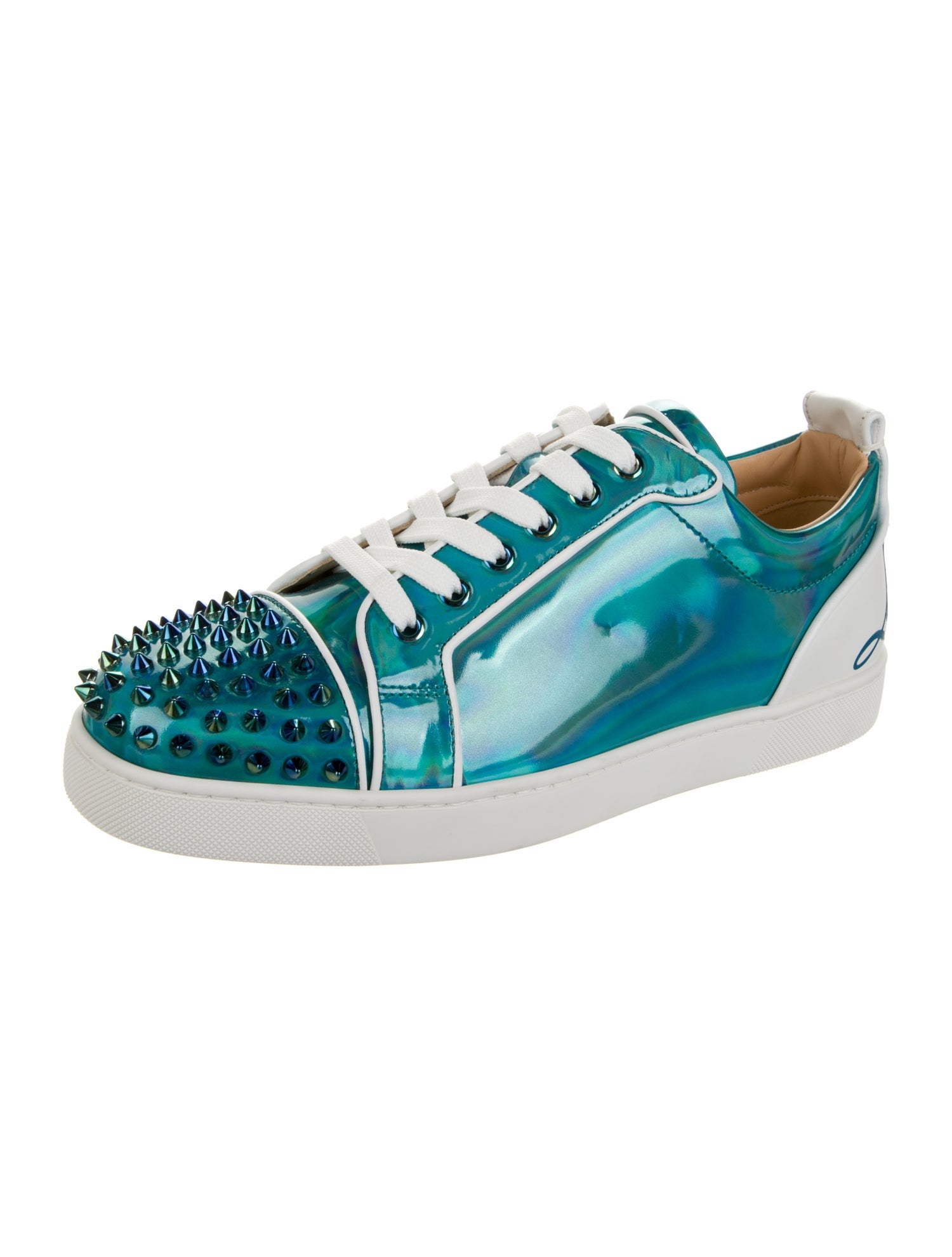 Christian Louboutin Spike Accents Patent Leather Sneakers