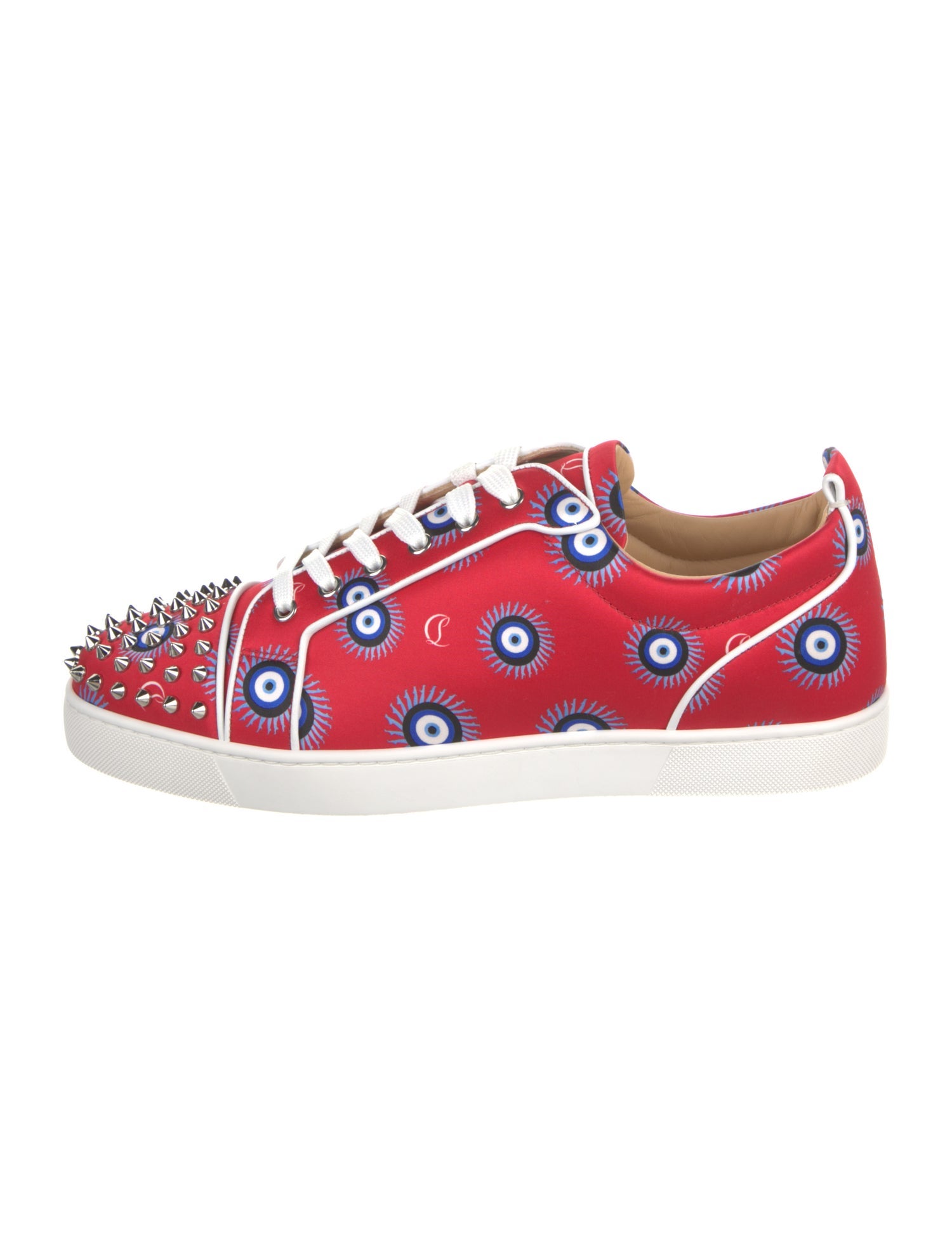Christian Louboutin Spike Accents Satin Sneakers