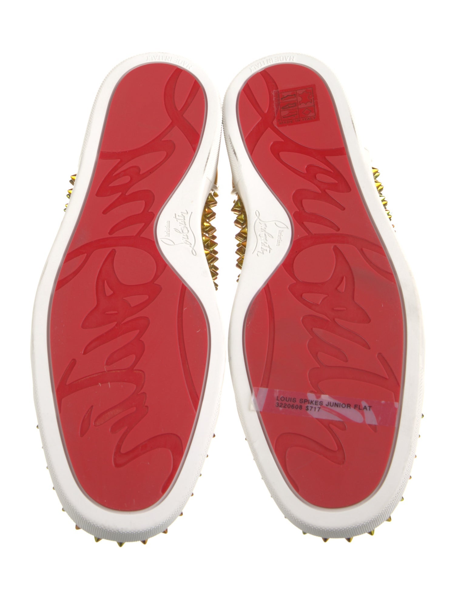Christian Louboutin Patent Leather Printed Sneakers - Gold