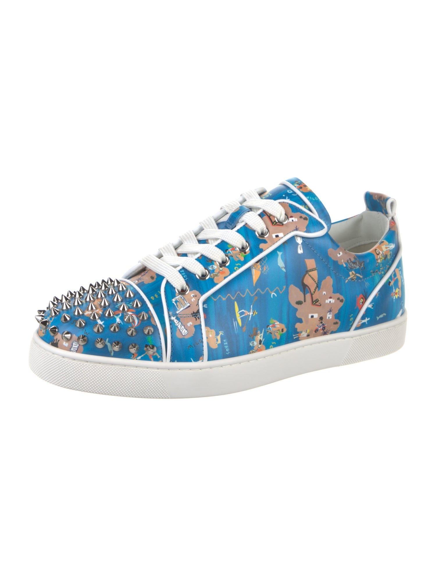 Christian Louboutin Spike Accents Leather Sneakers