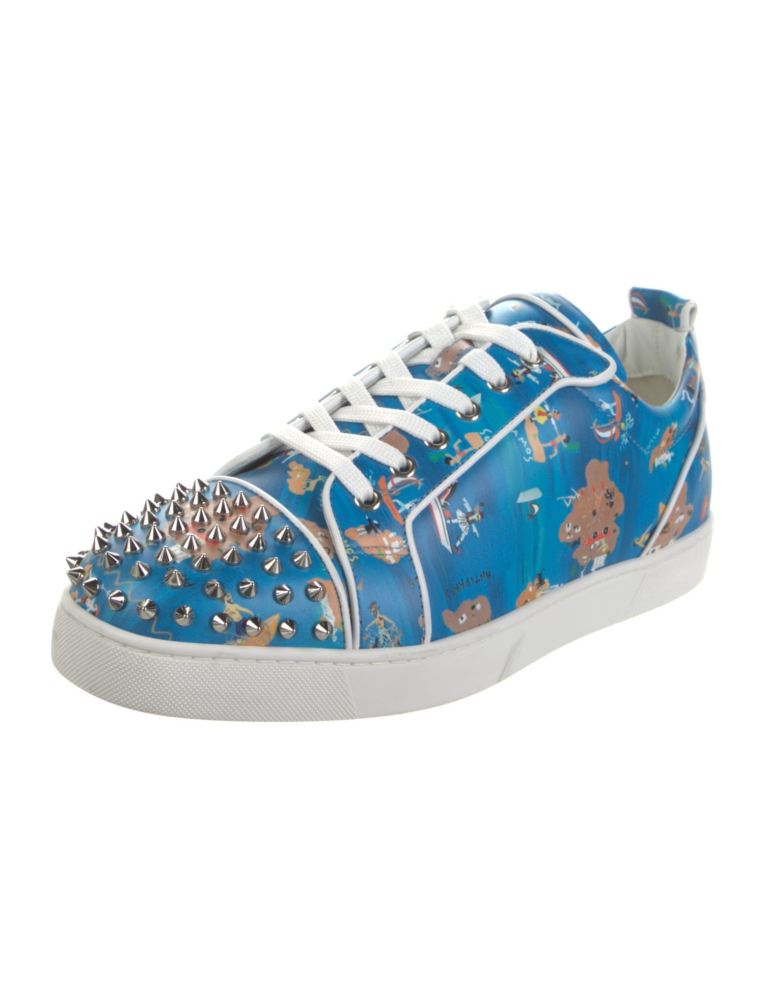 Christian Louboutin Rockstud Spike Leather Sneakers