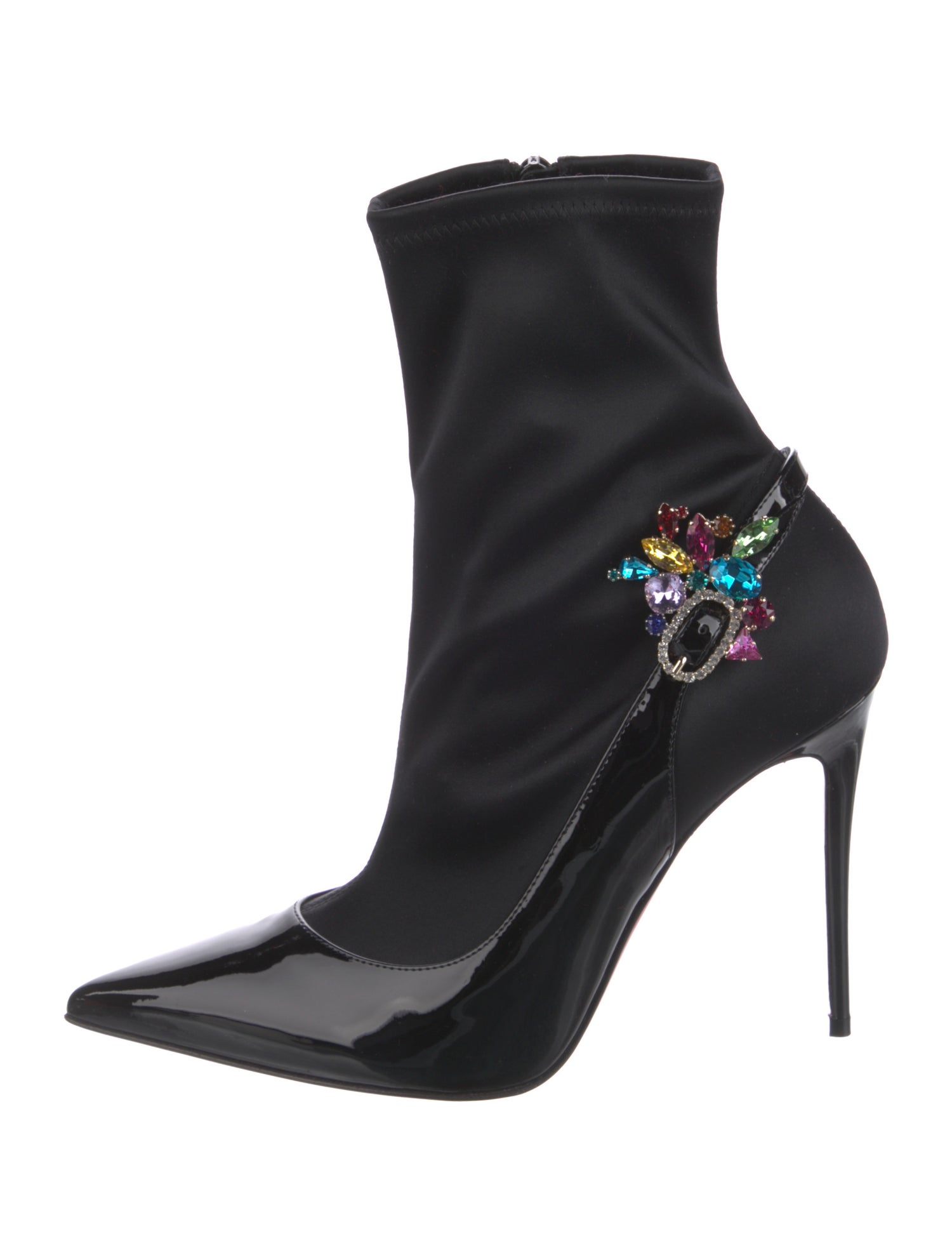 Christian Louboutin Patent Leather Floral Print Sock Boots