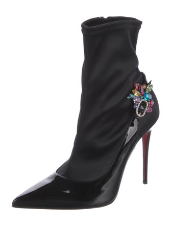 Christian Louboutin Patent Leather Floral Print Sock Boots