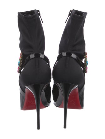 Christian Louboutin Patent Leather Floral Print Sock Boots