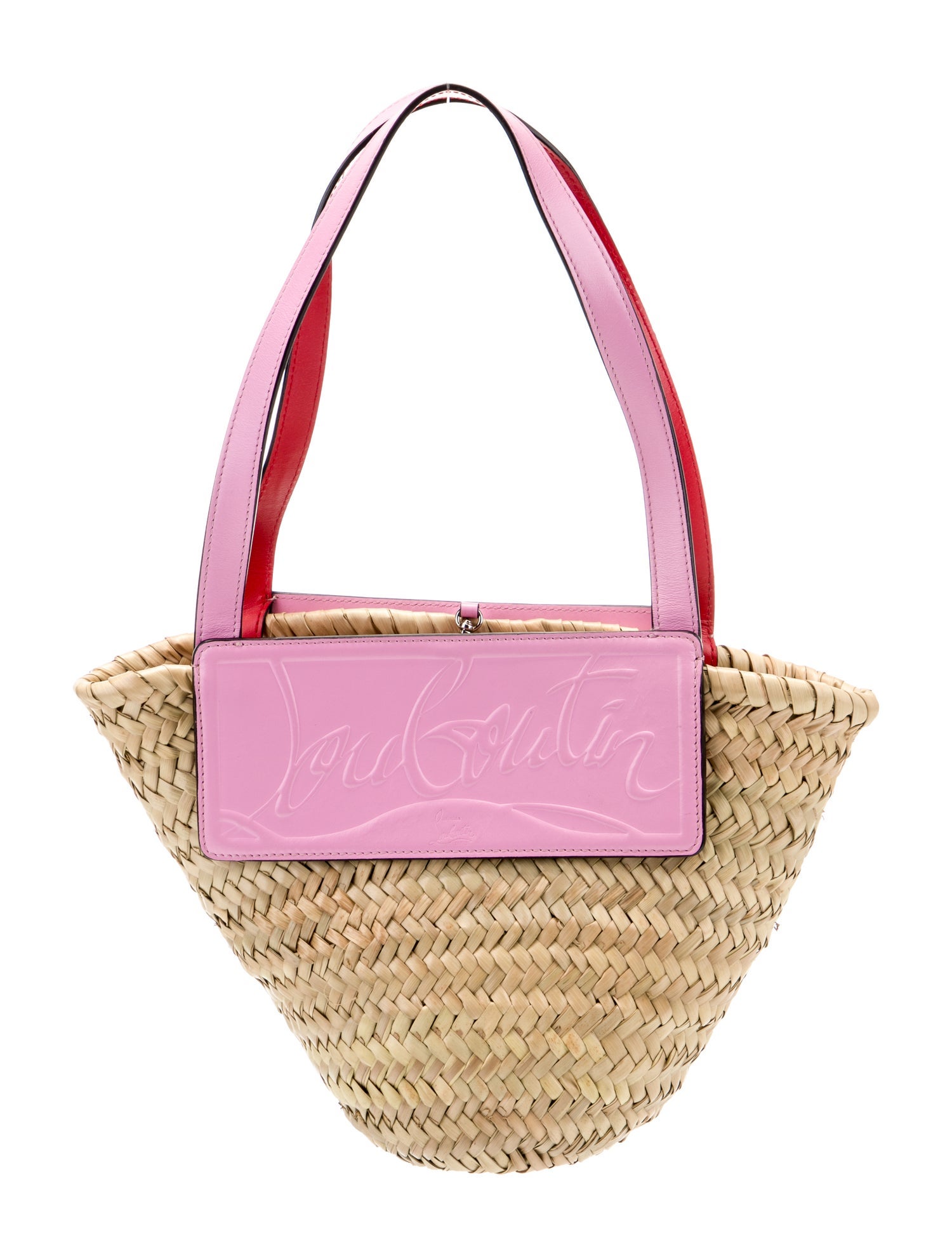 Christian Louboutin Leather Trim Raffia Bucket Bag
