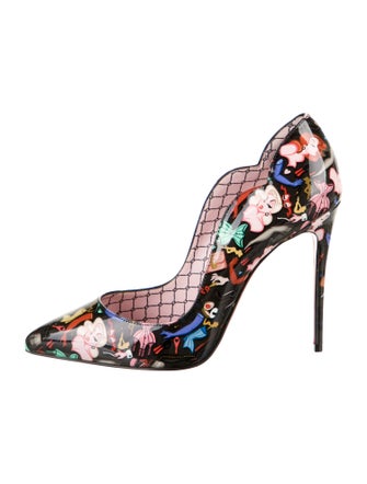 Christian Louboutin Patent Leather Floral Print Pumps