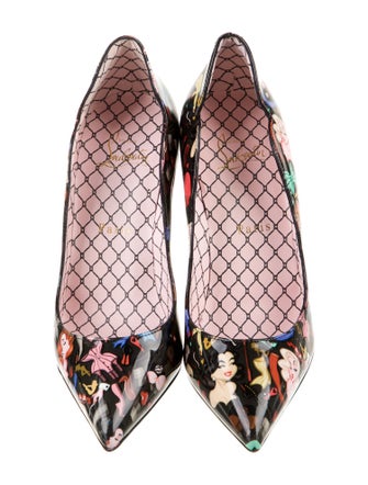 Christian Louboutin Patent Leather Floral Print Pumps