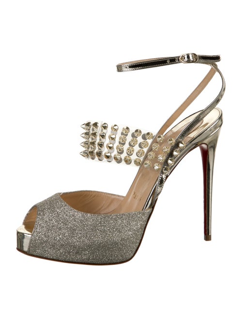 Christian Louboutin Spike Accents Patent Leather Slingback Pumps