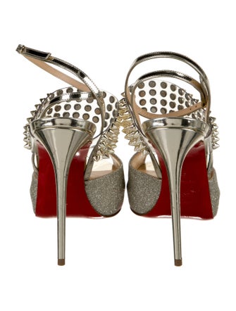 Christian Louboutin Spike Accents Patent Leather Slingback Pumps