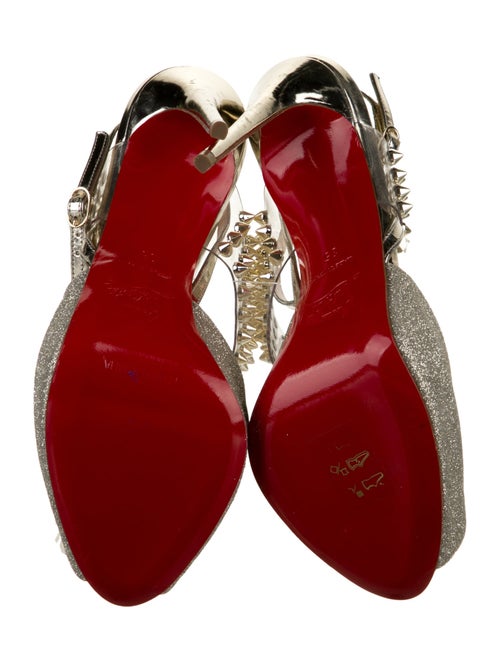 Christian Louboutin Spike Accents Patent Leather Slingback Pumps