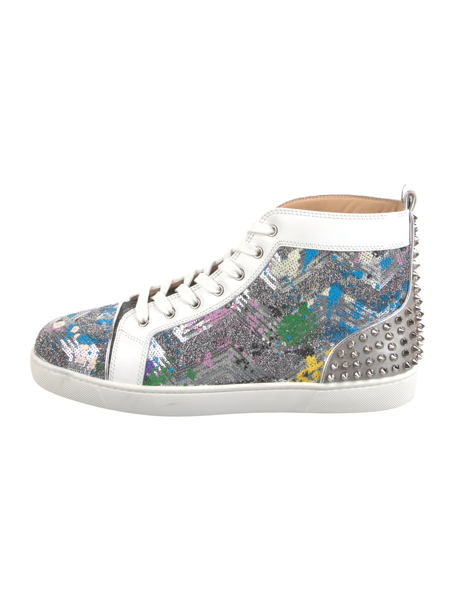 Christian Louboutin Rockstud Spike Printed Sneakers