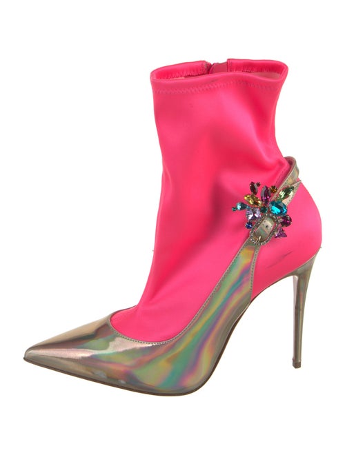 Christian Louboutin Leather Colorblock Pattern Sock Boots