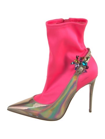 Christian Louboutin Boots Leather Colorblock Pattern Sock IT 37 | 7