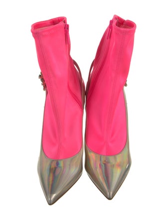 Christian Louboutin Leather Colorblock Pattern Sock Boots