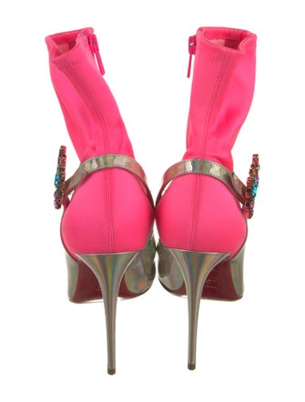 Christian Louboutin Leather Colorblock Pattern Sock Boots