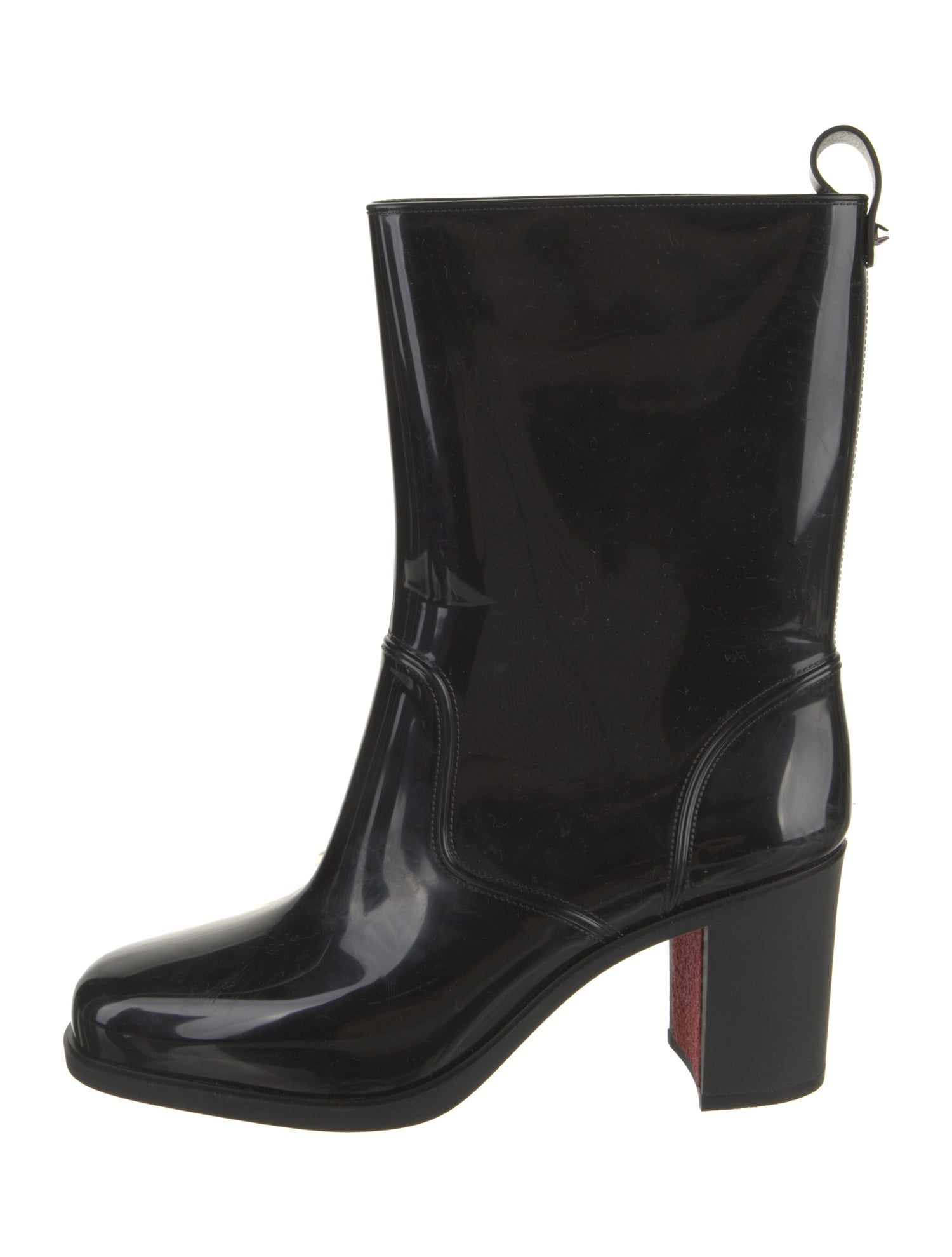 Christian Louboutin Leather Studded Accents Rain Boots