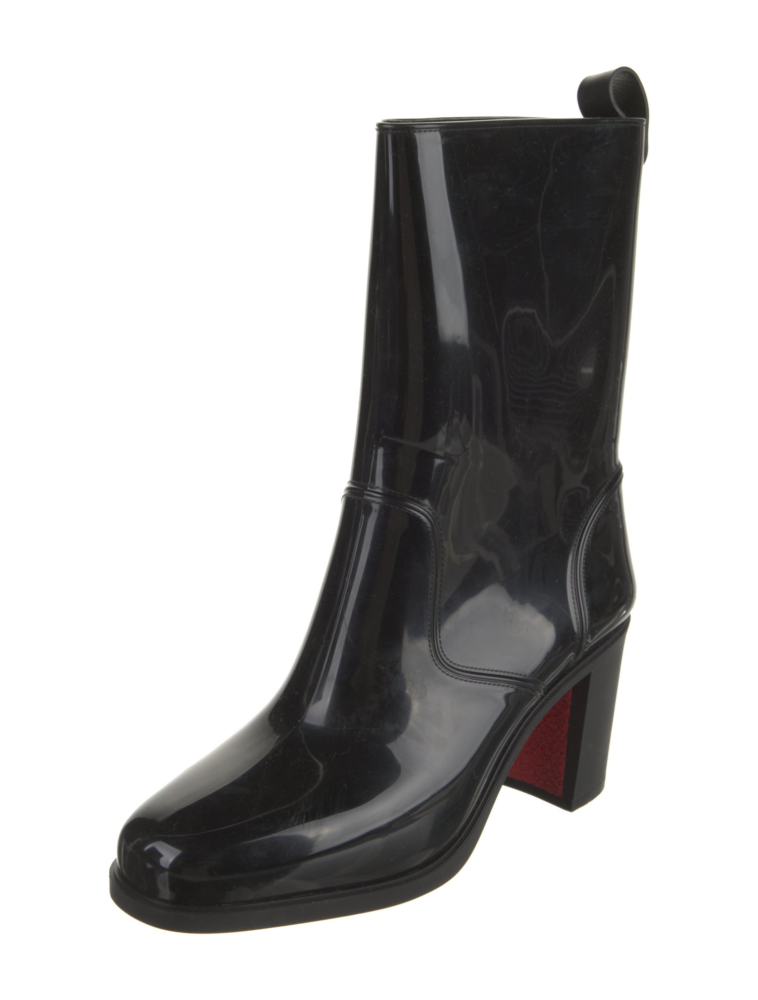 Christian Louboutin Leather Studded Accents Rain Boots