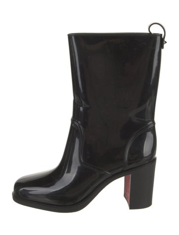 Christian Louboutin Boots Rubber Studded Accents Rain Us7, It37 | 7