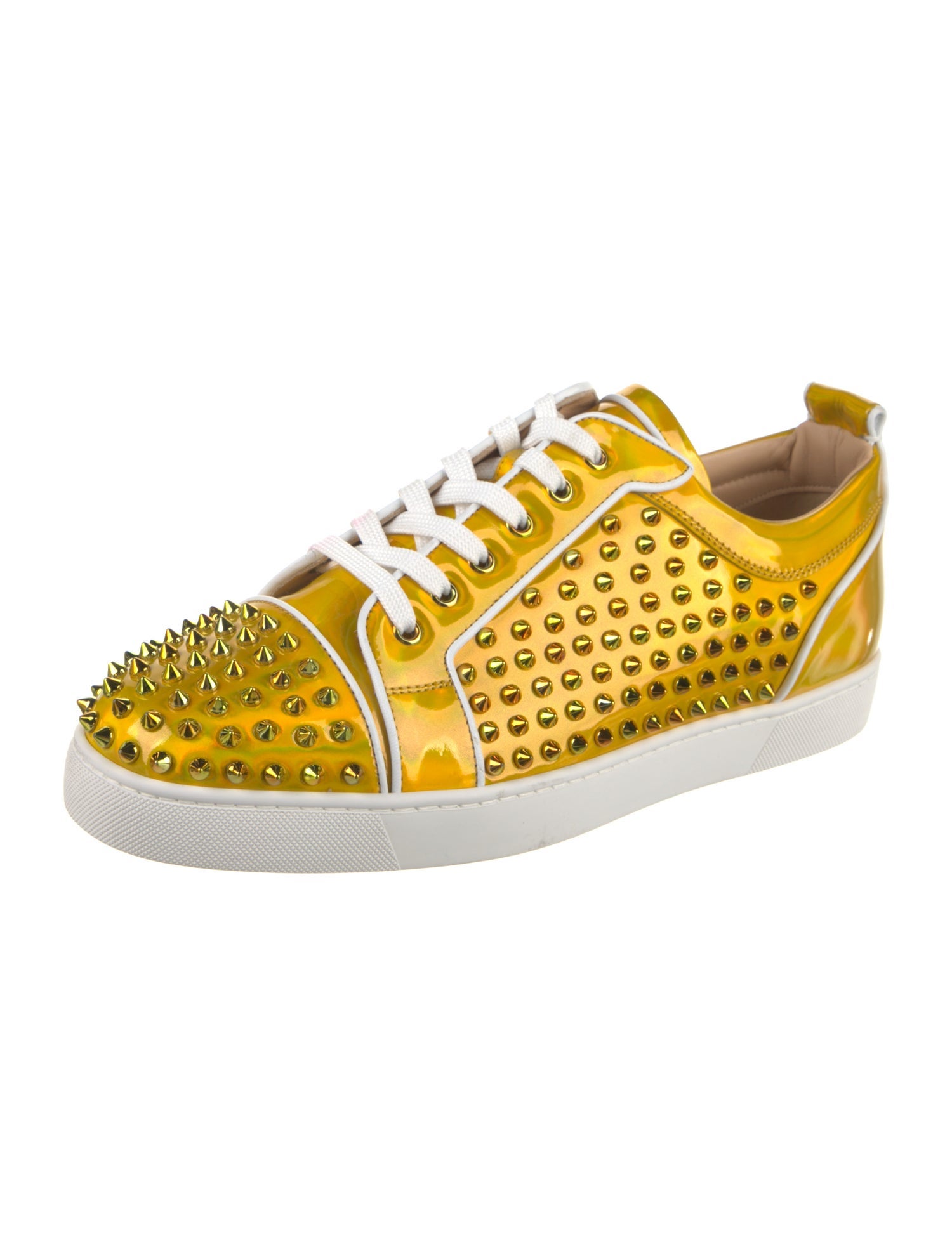Christian Louboutin Spike Accents Patent Leather Sneakers