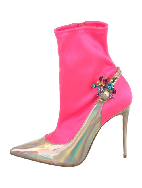 Christian Louboutin Leather Floral Print Sock Boots