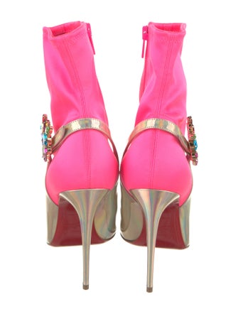 Christian Louboutin Leather Floral Print Sock Boots