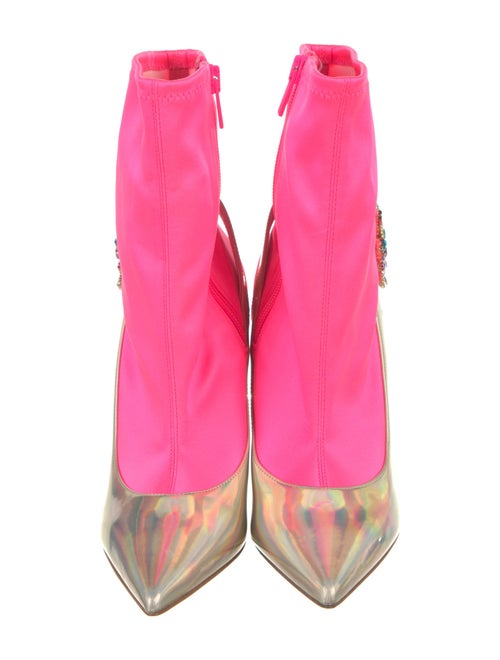 Christian Louboutin Leather Floral Print Sock Boots