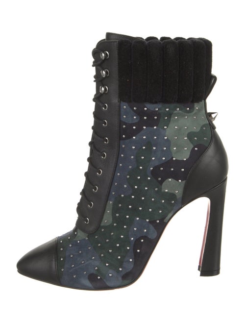 Christian Louboutin Suede Camouflage Print Lace-Up Boots
