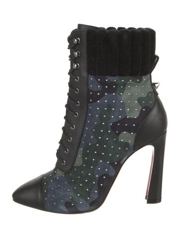 Christian Louboutin Boots Suede Camouflage Print Lace-Up Us6, It36 | 6