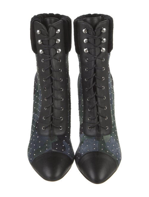 Christian Louboutin Suede Camouflage Print Lace-Up Boots