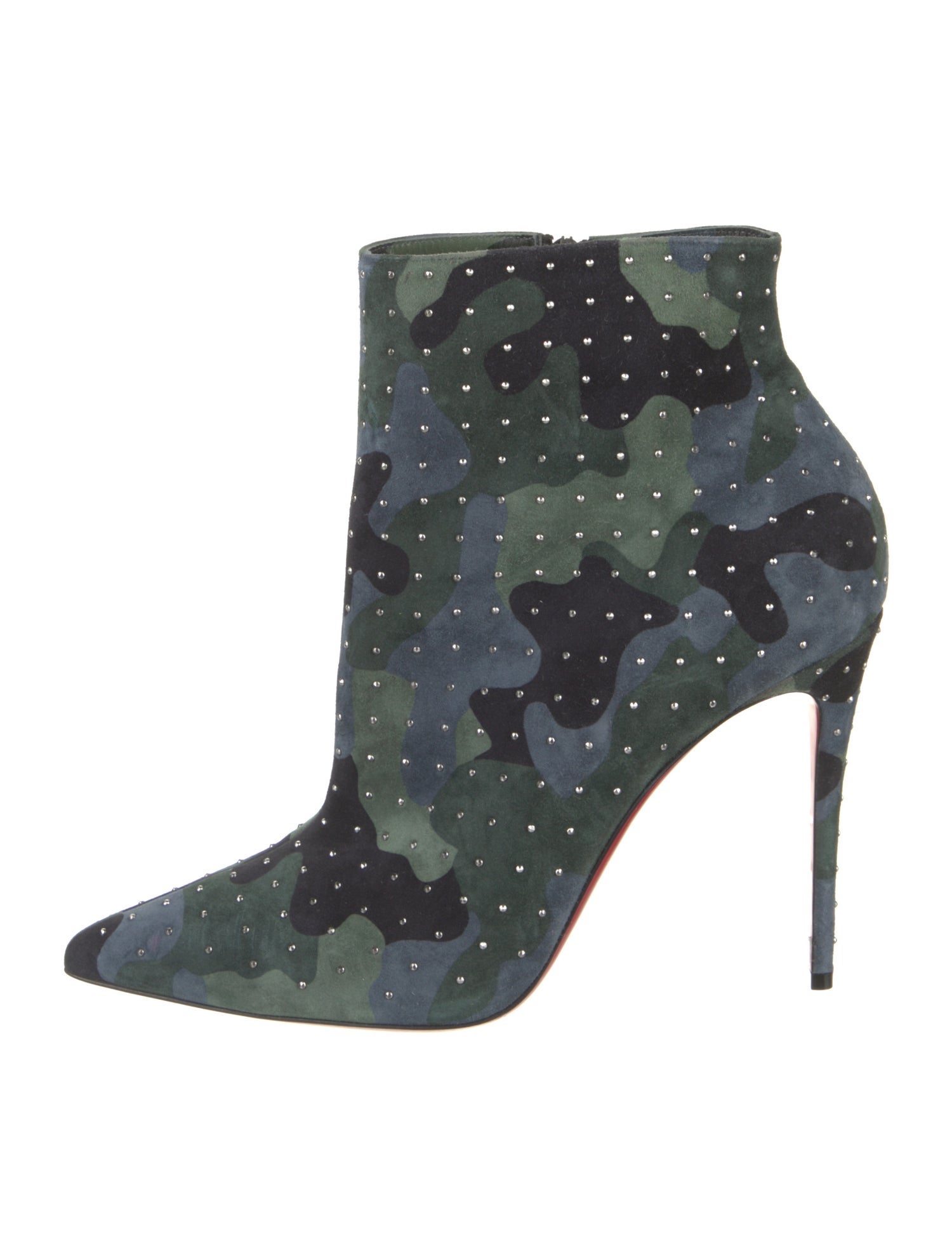 Christian Louboutin Suede Camouflage Print Boots