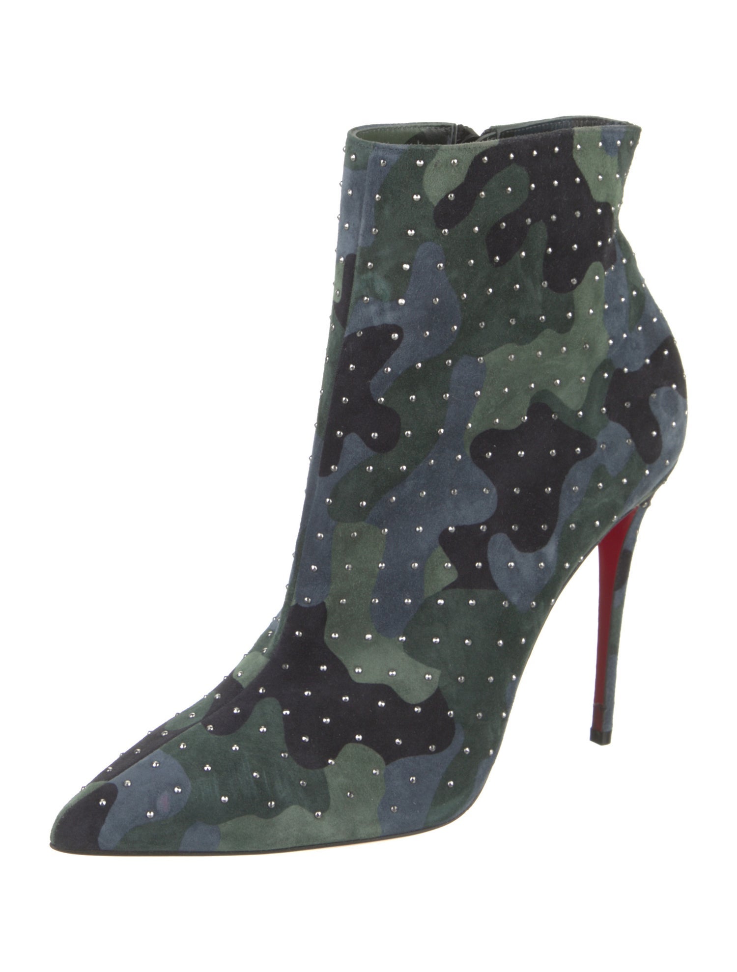Christian Louboutin Suede Camouflage Print Boots
