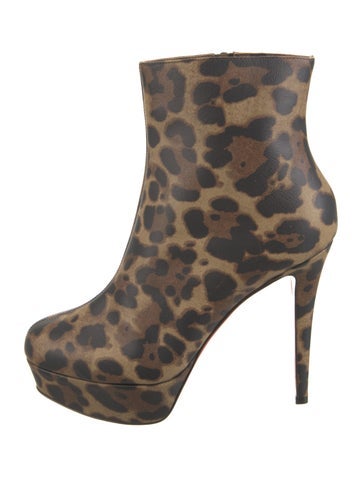 Christian Louboutin Boots Leather Animal Print Us8.5, It38.5 | 8.5