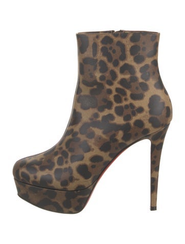 Christian Louboutin Boots Leather Animal Print Us8.5, It38.5 | 8.5